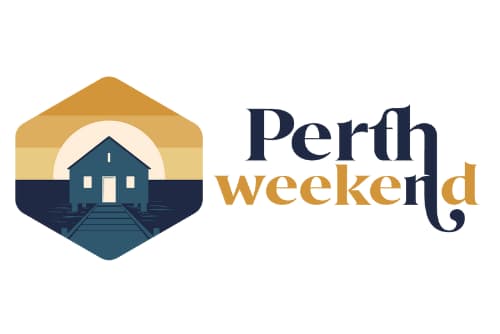 Perth weekend logo image of the Boat Shed and text "Perth Weekend" to the right