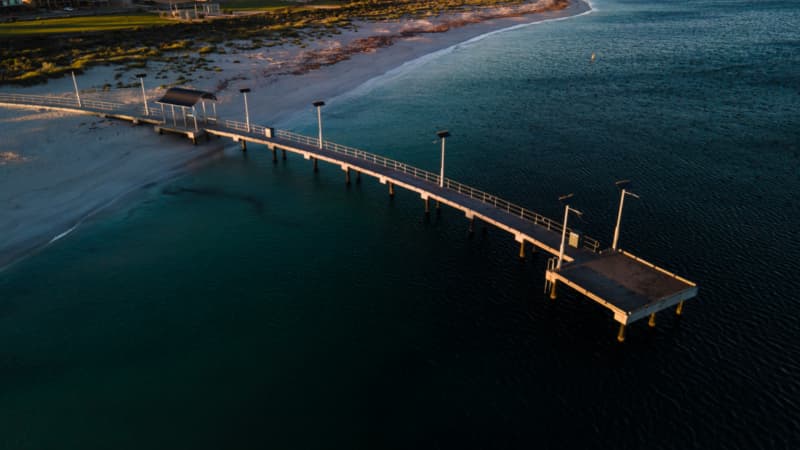 Jurien Bay Jetty from above at sunset