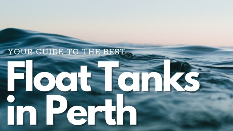 Dark blue water with text that reads "Your guide to the best Float tanks in Perth"