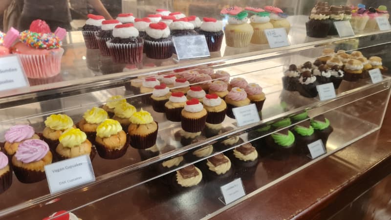 Decorated cupcakes on display at Fremantle Markets