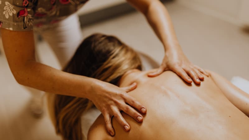 Woman getting a relaving back massage