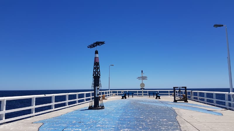 A whale mural at the end of Busselton Jetty