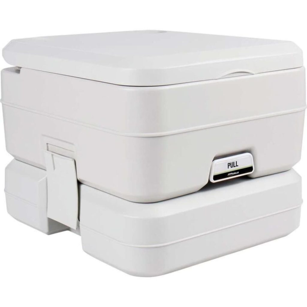 Aussie Traveller Lightweight, compact camping toilet with 10-litre waste tank and manual pump flush, ideal for solo or weekend campers in Australia.