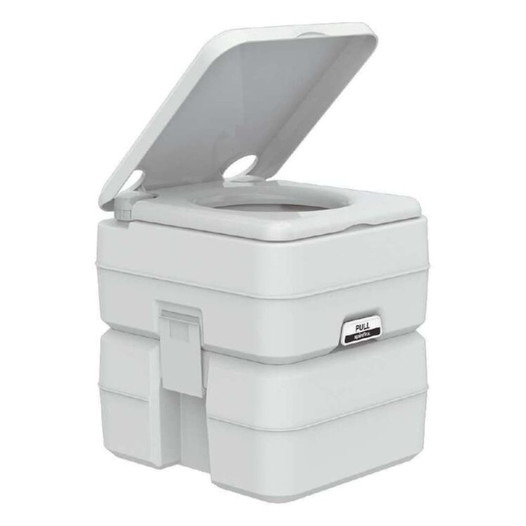 Spinifex 20L Large-capacity portable toilet with 20-litre waste tank, designed for families or extended camping trips, featuring a manual flush system.